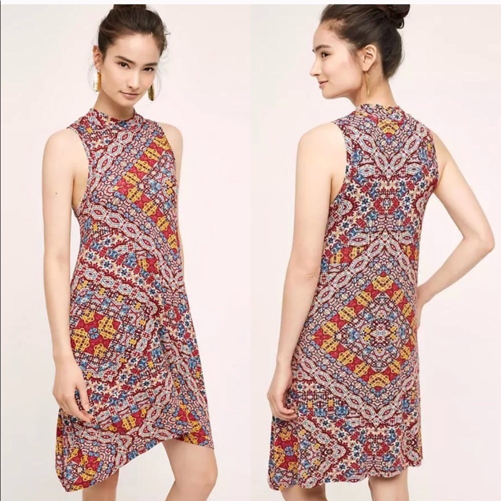 • Maeve • Lilt Red Print Mockneck Swing Dress M